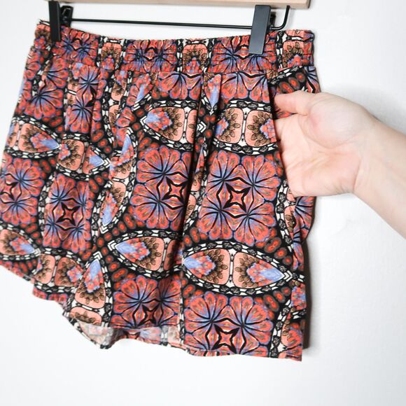 Forever21 Womens Shorts Medium Orange Pink Floral Boho‎ Spring Casual Lounge - Picture 5 of 7